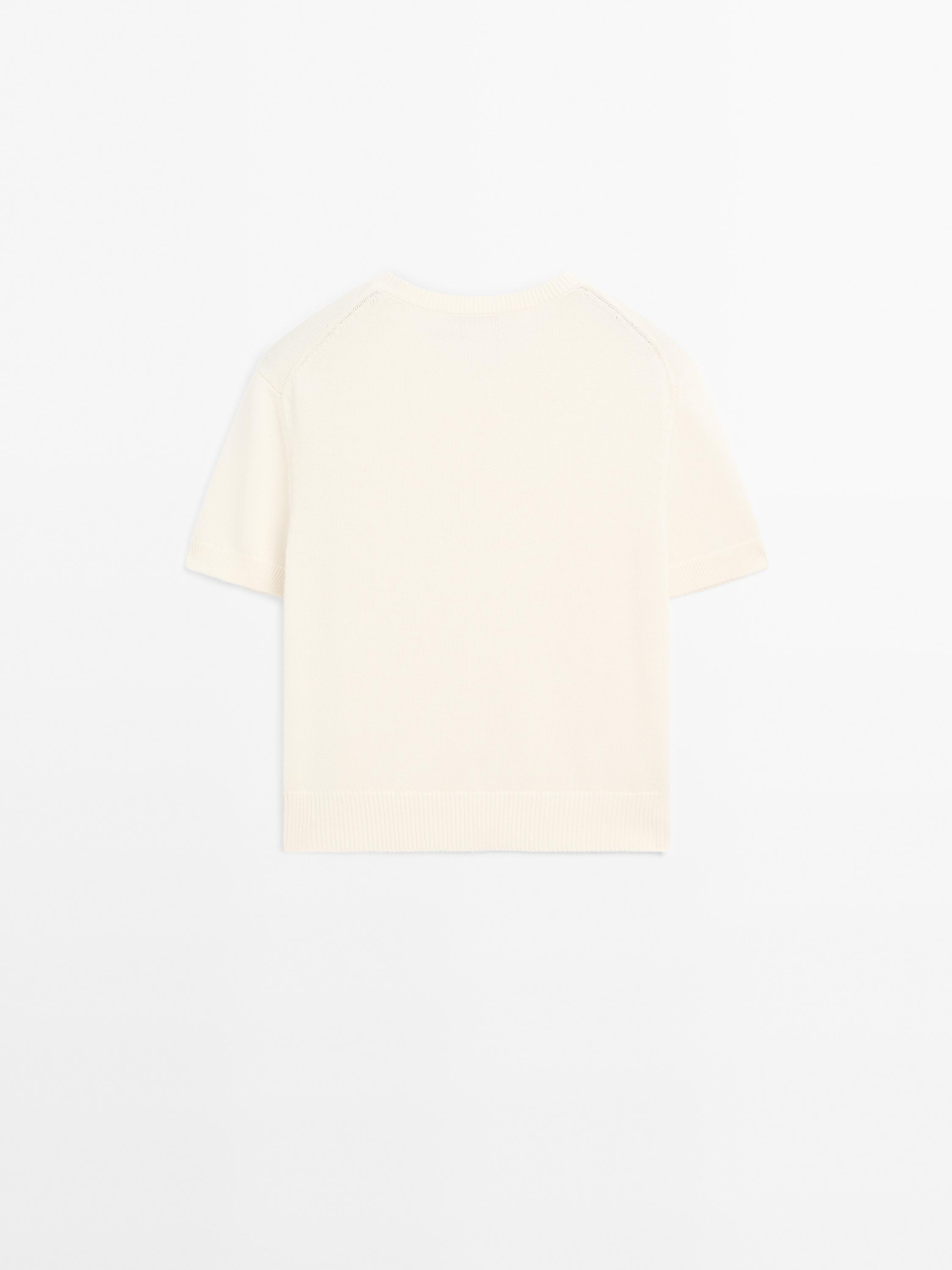 Cotton short sleeve knit cardigan